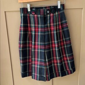 Talbots Plaid High Waist Shorts - Red and Green